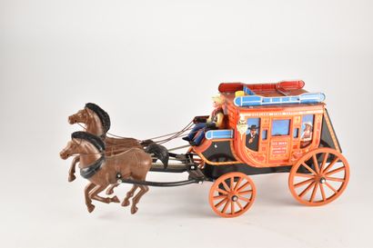 Diligence en métal et PVC à pile, les chevaux...