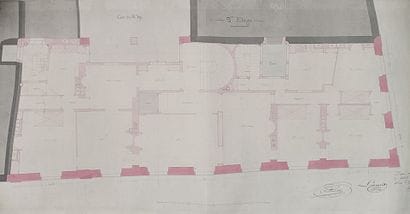 Suite de 12 plans d'architectes d'un immeuble...
