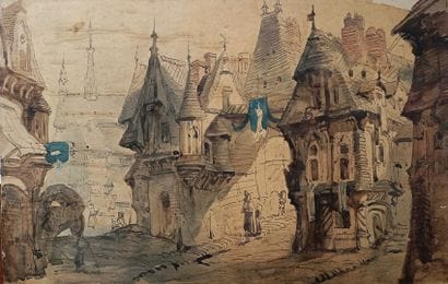 Enrico ROBECCHI (1827-1889) - « Décor médiéval...