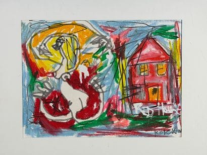 KOKIAN (1971-) d’après. Red house. Gouache,...
