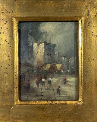 Sergio Cozzuol. Scene: The Market. Oil on...
