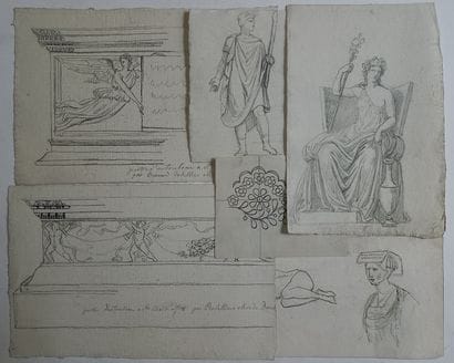 Cornelis Cels (1778-1859) – Lot de 6 dessins...