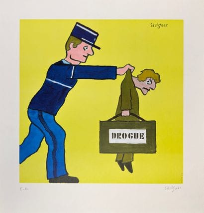 SAVIGNAC, Raymond (1907–2002) DRUGS Lithograph...
