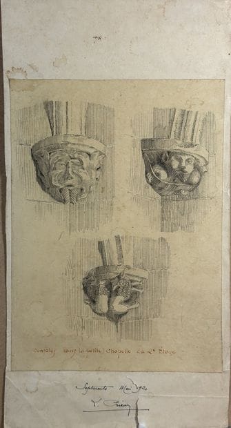 Prieur. Architectural sketches in pencil,...