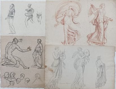 Cornelis Cels (1778-1859) – Lot de 4 dessins...