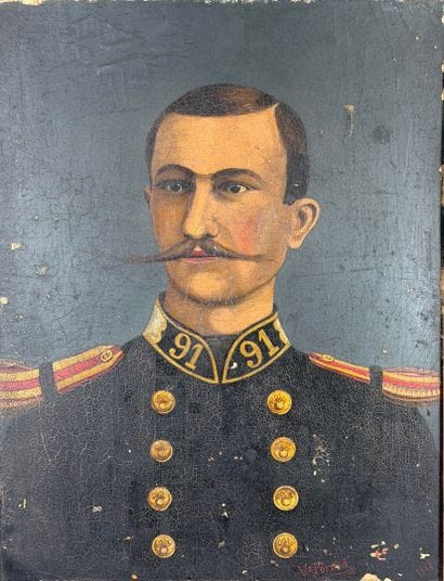 V PERARD. Portrait of an officer from the...