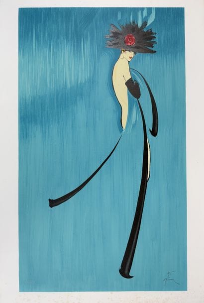 René GRUAU (1909-2004) Femme au chapeau sur...