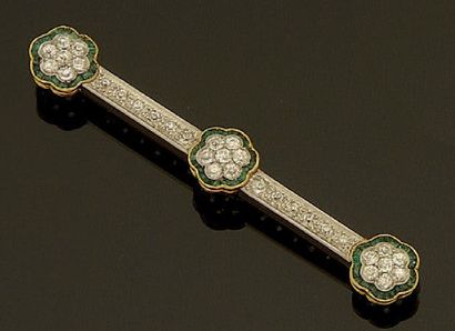 Broche barrette en or jaune 18K (750/oo)...