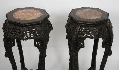 ENSEMBLE DE DEUX SELLETTES OCTOGONALES EN...