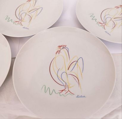 SUITE DE 6 ASSIETTES EN PORCELAINE DE LIMOGES...