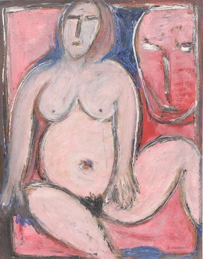 NUDE FEMALE BUS PAINTING

Oil on isorel,...