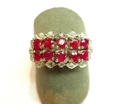 Bague argent rectangulaire , 2 rangées de...