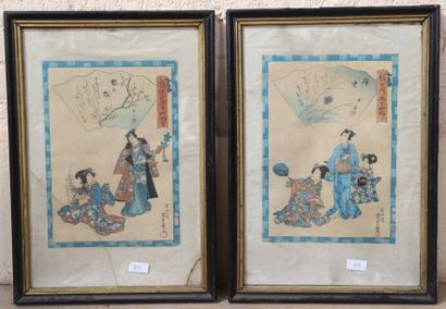 PAIRE D'ESTAMPES JAPONAISES 