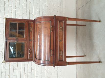 LOUIS XVI MAHOGANY AND MAHOGANY VENEER CYLINDER...