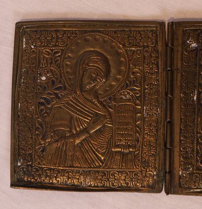MAGNIFIQUE TRIPTYQUE EN BRONZE ANCIENNEMENT...