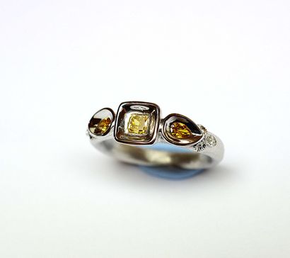 From a private collection, this ring in brushed...