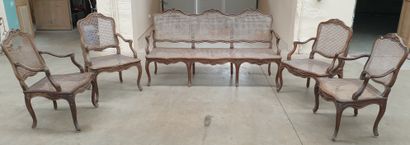 TRES BEAU MOBILIER DE SALON CANNE COMPOSE...