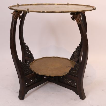 GUERIDON CHINOIS PLIANT EN BOIS MOULURE ET...