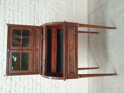 LOUIS XVI MAHOGANY AND MAHOGANY VENEER CYLINDER...