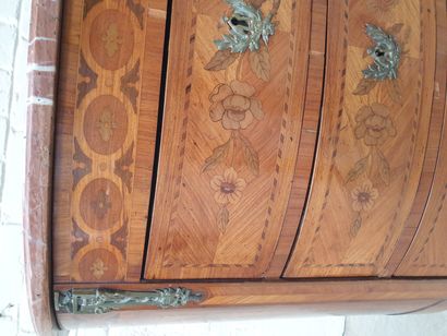 A TRANSITIONAL STYLE ROSEWOOD VENEERED HALF...