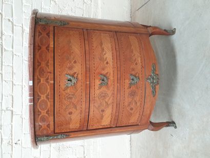 A TRANSITIONAL STYLE ROSEWOOD VENEERED HALF...