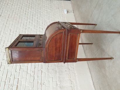 LOUIS XVI MAHOGANY AND MAHOGANY VENEER CYLINDER...