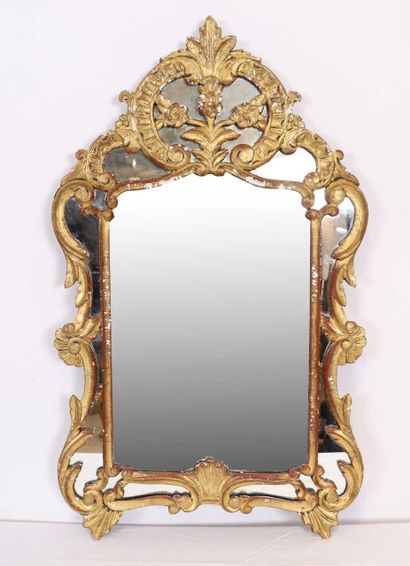 PROVENCAL MIRROR IN GILDED WOOD DECORATED...