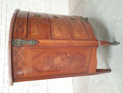 A TRANSITIONAL STYLE ROSEWOOD VENEERED HALF...
