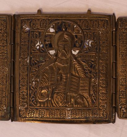 MAGNIFIQUE TRIPTYQUE EN BRONZE ANCIENNEMENT...