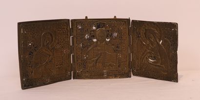 MAGNIFIQUE TRIPTYQUE EN BRONZE ANCIENNEMENT...