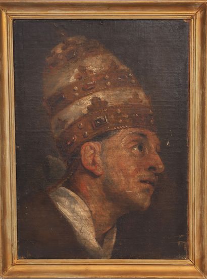 TRES BEAU PORTRAIT D'UN PAPE PORTANT LA TIARE...