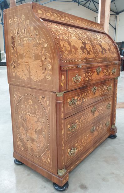 VERY NICE DUTCH CYLINDER DESK OF RECTANGULAR...