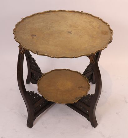 GUERIDON CHINOIS PLIANT EN BOIS MOULURE ET...