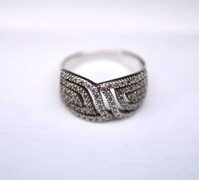 Bague argent ornée de lignes d'oxydes de...
