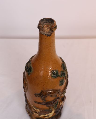 VERY INTERESTING POLYCHROME GLASS BOTTLE...