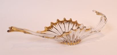BEAUTIFUL LARGE CRYSTAL NAVETTE BOWL 
Gilded...