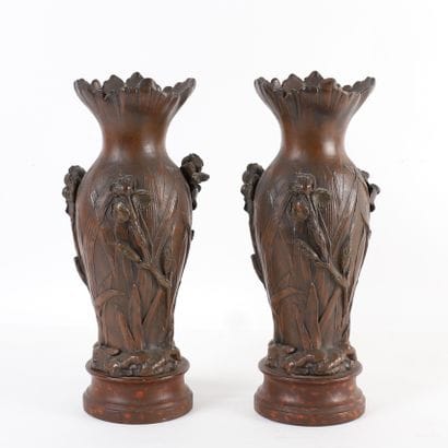 PAIRS OF REGULA VASES
Brown patina vases,...