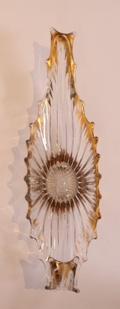 BEAUTIFUL LARGE CRYSTAL NAVETTE BOWL 
Gilded...