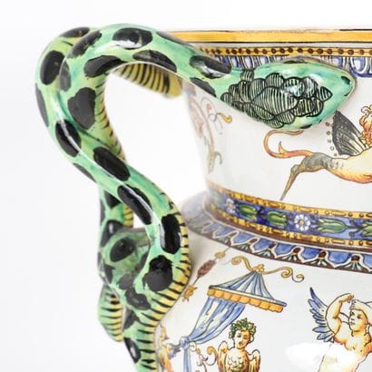 LARGE SNAKE VASE, GIEN
Large earthenware...