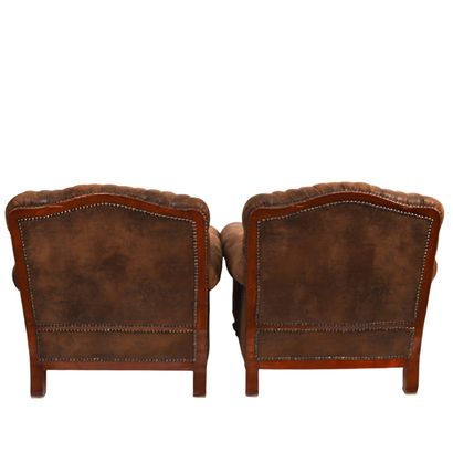 PAIR OF CHESTERFIELD STYLE ARMCHAIRS, 20th...