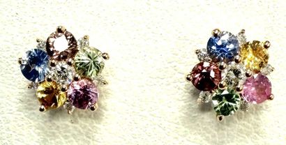 PAIR OF GOLD, SAPPHIRE AND DIAMOND EAR STUDS
Pair...