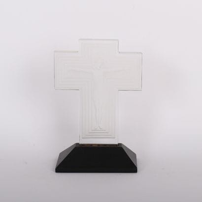 CRUCIFIX CHRIST MODEL IN MOLDED GLASS PRESS...