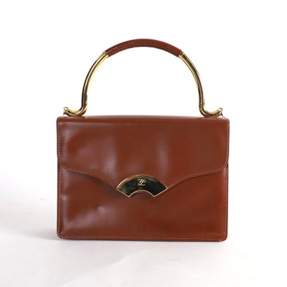 BROWN LEATHER SHOULDER BAG KARL LAGARFELD,...