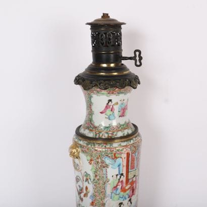 VASE-ROLL LAMP IN POLYCHROME PORCELAIN WITH...