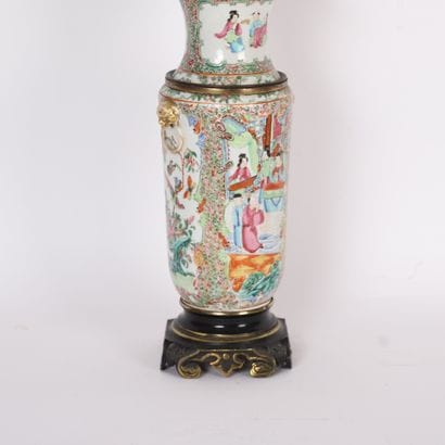VASE-ROLL LAMP IN POLYCHROME PORCELAIN WITH...