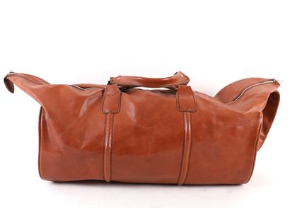 LANCEL CAMEL LEATHER TRAVEL BAG 
