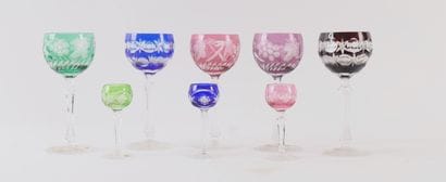 SET OF 5 CRYSTAL WINE GLASSES AND 3 LIQUEUR...