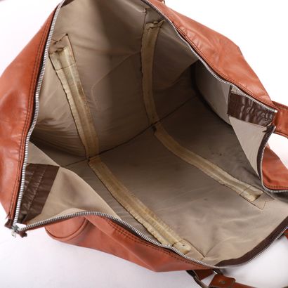 LANCEL CAMEL LEATHER TRAVEL BAG 
