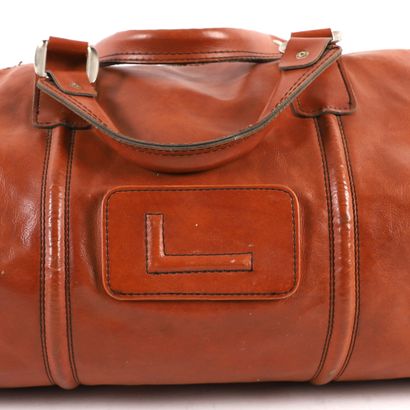 LANCEL CAMEL LEATHER TRAVEL BAG 
