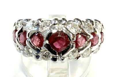 RHODIUM-PLATED YELLOW GOLD HALF-RING SET...